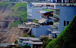the shiny mall carved into the cliffs